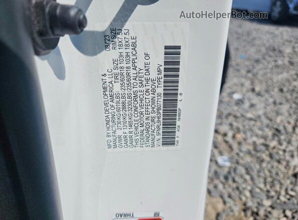 5FNRL6H63PB077130 2023 HONDA ODYSSEY Белый Вид наклейки с VIN-кодом