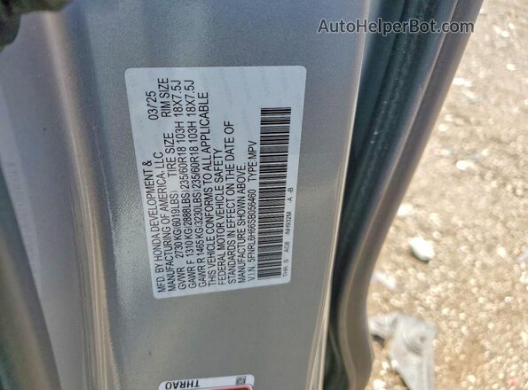 5FNRL6H66SB056460 2025 HONDA ODYSSEY Silver Панорамний вид салону 360°