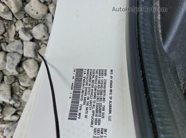 5FNRL6H71JB014415 2018 HONDA ODYSSEY White Vista de la etiqueta del VIN