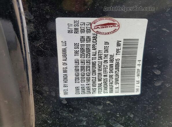 5FNRL6H75JB006415 2018 HONDA ODYSSEY Black Widok komory silnika