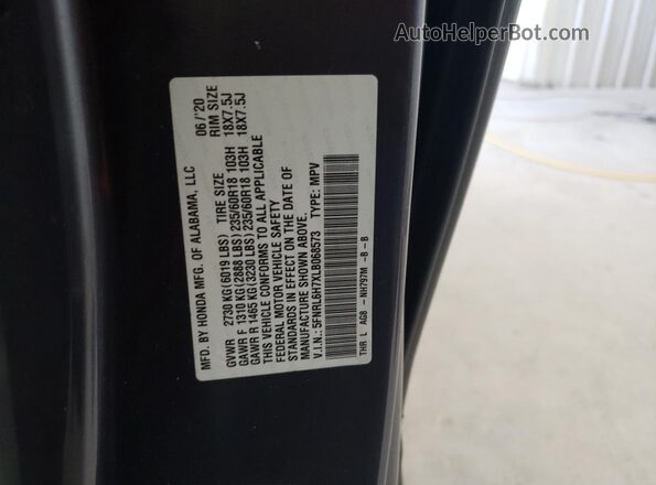 5FNRL6H7XLB068573 2020 HONDA ODYSSEY Gray VIN sticker view