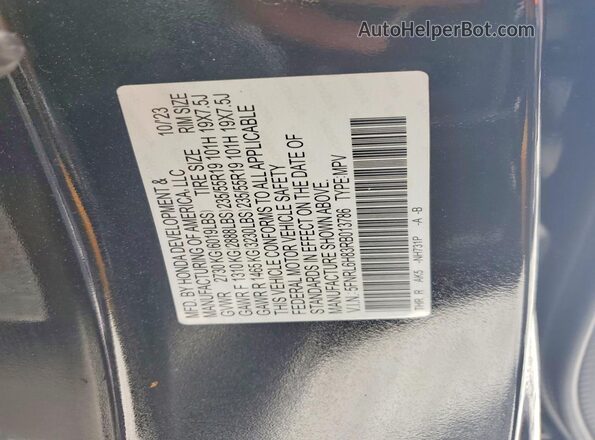 5FNRL6H83RB013786 2024 HONDA ODYSSEY Black Vista de la etiqueta del VIN