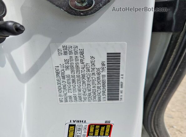 5FNRL6H89NB051100 2022 HONDA ODYSSEY Белый Вид наклейки с VIN-кодом