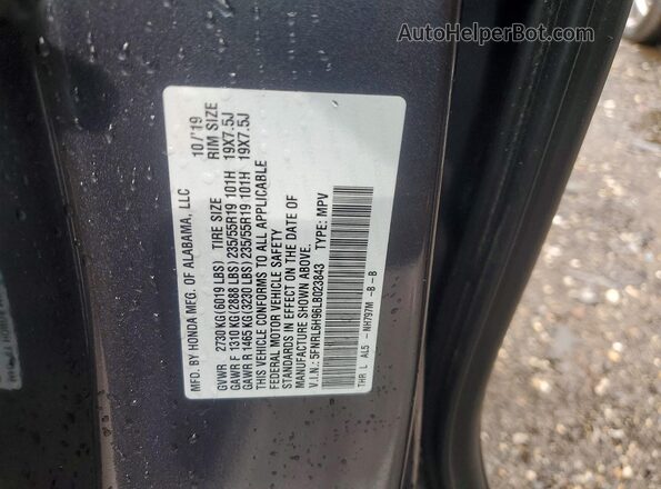 5FNRL6H96LB023843 2020 HONDA ODYSSEY Gray Вид наклейки з VIN-кодом