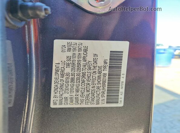 5FNRL6H99RB031458 2024 HONDA ODYSSEY Silver Սալոնի 360 աստիճան տեսք