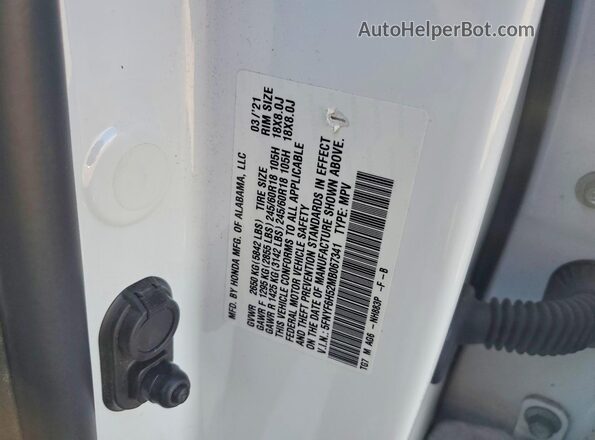5FNYF6H52MB067341 2021 HONDA PILOT White Вид наклейки з VIN-кодом