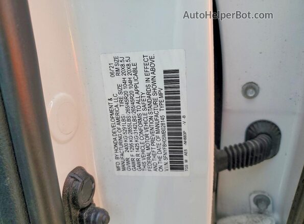 5FNYF8H05MB028145 2021 HONDA PASSPORT White Widok komory silnika
