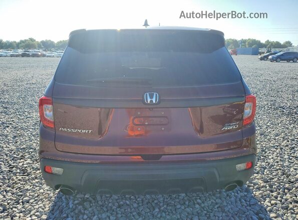 5FNYF8H24KB014168 2019 HONDA PASSPORT Burgundy უკანა ხედი