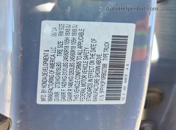 5FPYK3F10RB027588 2024 HONDA RIDGELINE Blue Widok komory silnika