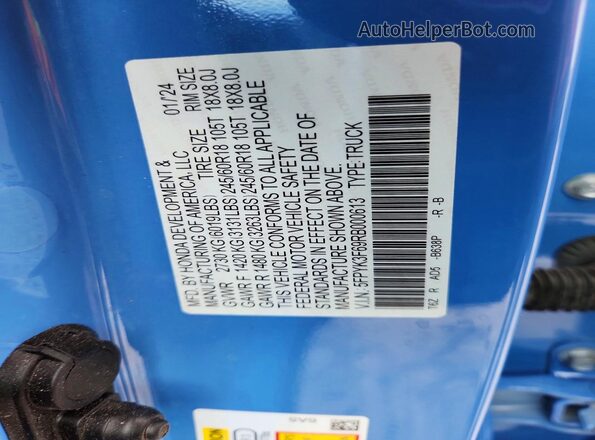 5FPYK3F69RB000613 2024 HONDA RIDGELINE Синий Вид подкапотного пространства