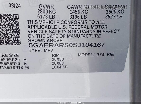 5GAERARS0SJ104167 2025 BUICK ENCLAVE White Widok komory silnika