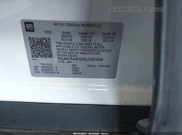 5GAERARS0SJ187602 2025 BUICK ENCLAVE White Вид підкапотного простору