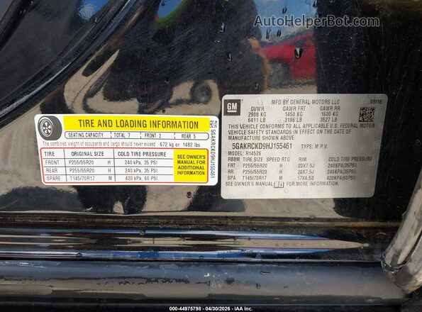 5GAKRCKD9HJ155461 2017 BUICK ENCLAVE Черный Вид подкапотного пространства