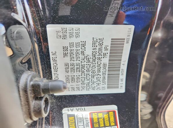 5J6RM4H38GL049581 2016 HONDA CR-V Black Շարժիչի բաժամունքի տեսք