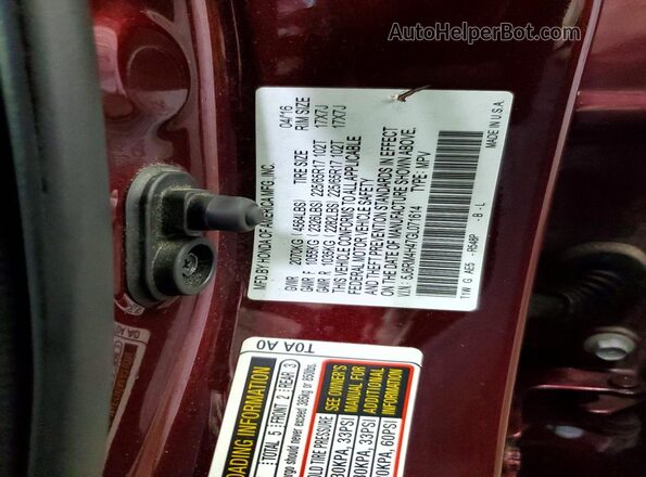 5J6RM4H47GL071614 2016 HONDA CR-V Темно-бордовый Вид подкапотного пространства