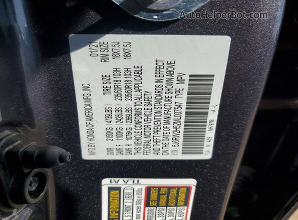 5J6RW2H52ML007547 2021 HONDA CR-V Charcoal VIN კოდის სტიკერის ხედი