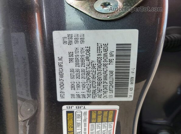 5J8TC2H53LL014348 2020 ACURA RDX Gray სალონის 360-გრადუსიანი ხედი