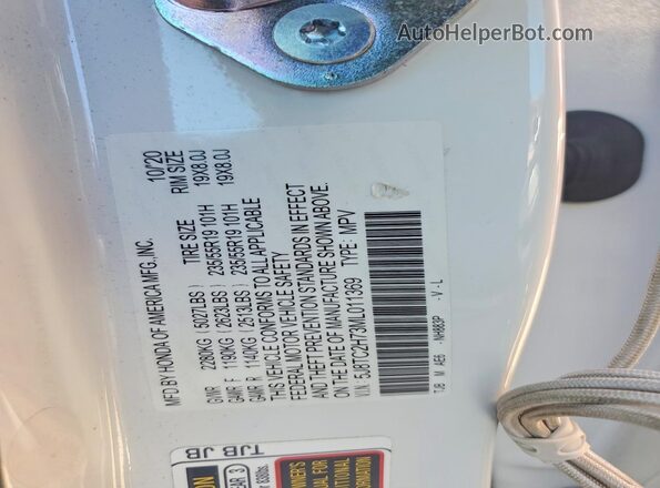 5J8TC2H73ML011369 2021 ACURA RDX Белый Вид подкапотного пространства