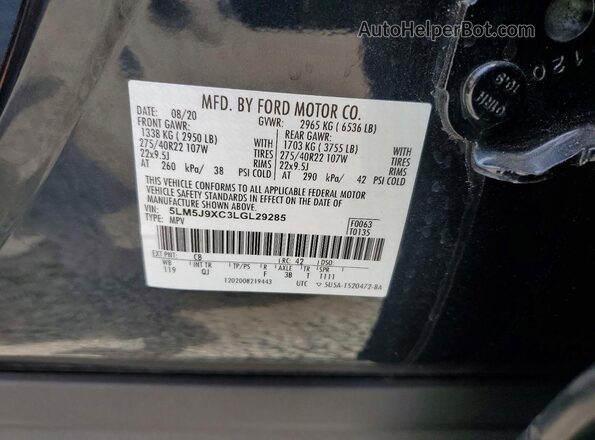 5LM5J9XC3LGL29285 2020 LINCOLN AVIATOR Синий Вид наклейки с VIN-кодом