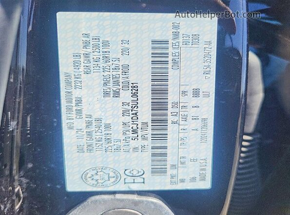 5LMCJ1DA7SUL06281 2025 LINCOLN CORSAIR Black Vista de la etiqueta del VIN