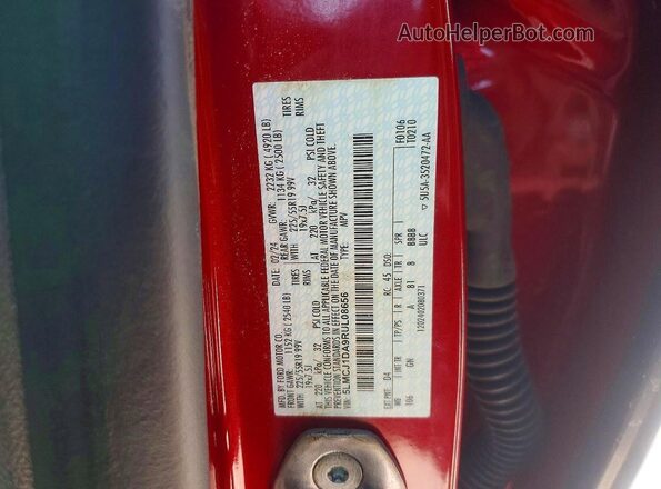 5LMCJ1DA9RUL08656 2024 LINCOLN TOWNHOUSE CORSAIR Red Vista de la etiqueta del VIN