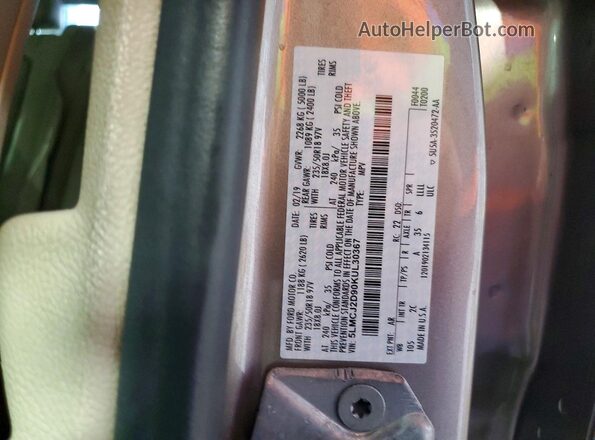 5LMCJ2D90KUL30367 2019 LINCOLN MKC Brown Vista de la etiqueta del VIN