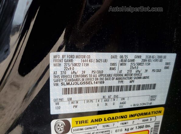 5LMJJ3LG5SEL14169 2025 LINCOLN NAVIGATOR Черный Вид наклейки с VIN-кодом
