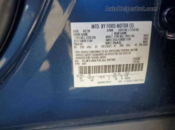 5LMYJ8XY2LGL19740 2020 LINCOLN AVIATOR Blue 360 interior view