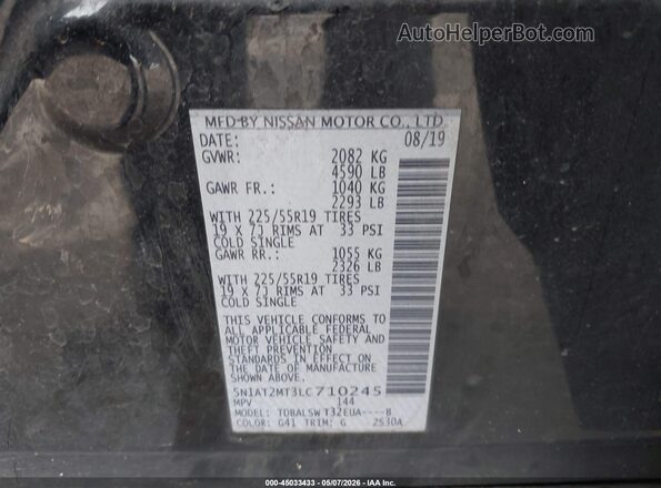 5N1AT2MT3LC710245 2020 NISSAN ROGUE Black ძრავის განყოფილების ხედი