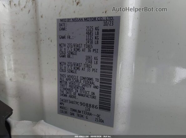 5N1BT3AB7PC908886 2023 NISSAN ROGUE Белый Вид подкапотного пространства