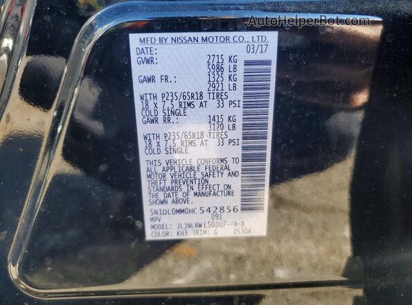 5N1DL0MM0HC542856 2017 INFINITI QX60 Black Շարժիչի բաժամունքի տեսք