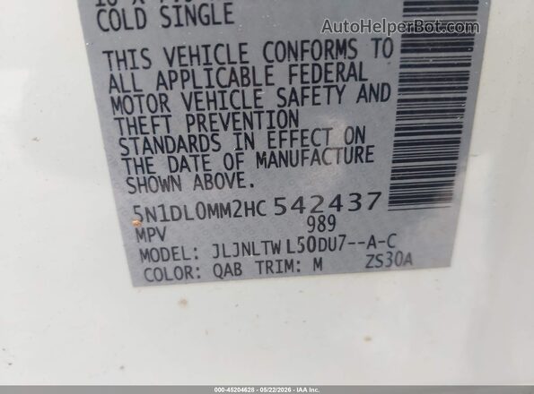 5N1DL0MM2HC542437 2017 INFINITI QX60 White Engine compartment view