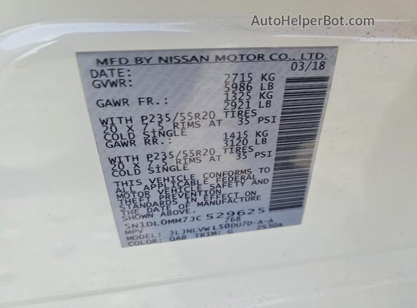 5N1DL0MM7JC529625 2018 INFINITI QX60 White Vista del compartimento del motor
