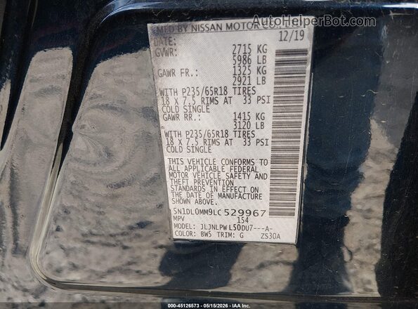 5N1DL0MM9LC529967 2020 INFINITI QX60 Dark Blue Вид подкапотного пространства