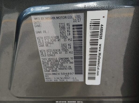5N1DL0MN2JC504897 2018 INFINITI QX60 Silver Շարժիչի բաժամունքի տեսք