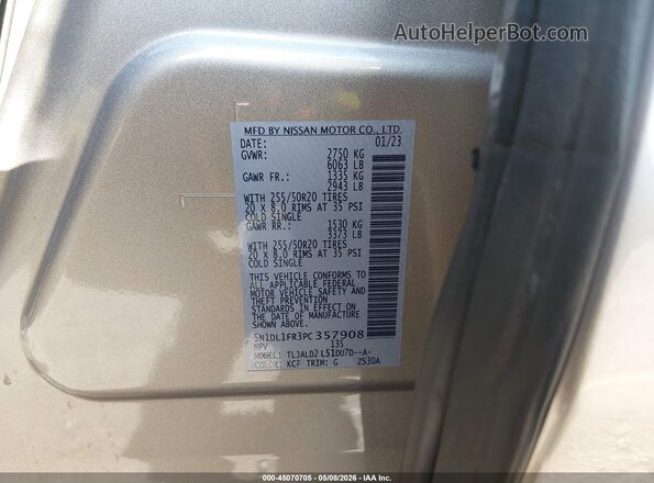 5N1DL1FR3PC357908 2023 INFINITI QX60 Beige Widok komory silnika