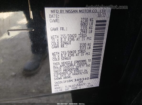 5N1DL1FS8PC349340 2023 INFINITI QX60 Black Widok komory silnika