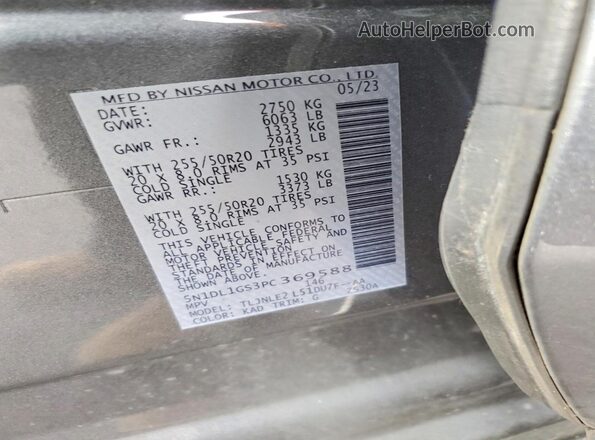 5N1DL1GS3PC369588 2023 INFINITI QX60 Gray Շարժիչի բաժամունքի տեսք