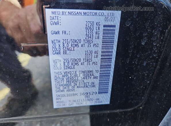 5N1DL1GS9PC369529 2023 INFINITI QX60 Черный Панорамный вид салона 360°