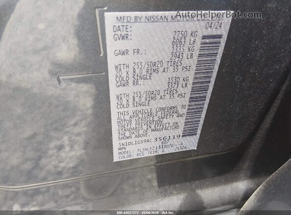 5N1DL1GS9RC356119 2024 INFINITI QX60 Серый Вид подкапотного пространства