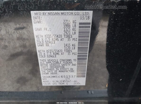 5N1DR2MM3JC651537 2018 NISSAN PATHFINDER Черный Вид подкапотного пространства