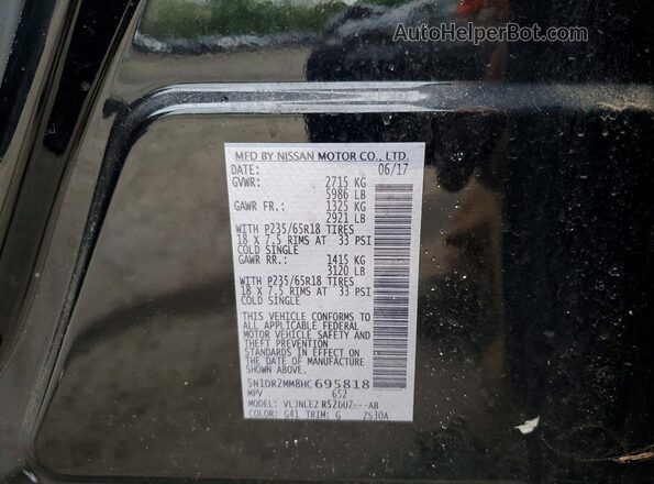 5N1DR2MM8HC695818 2017 NISSAN PATHFINDER Black Vista de la etiqueta del VIN