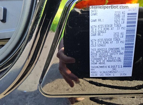 5N1DR2MM9JC630711 2018 NISSAN PATHFINDER Black Vista de la etiqueta del VIN