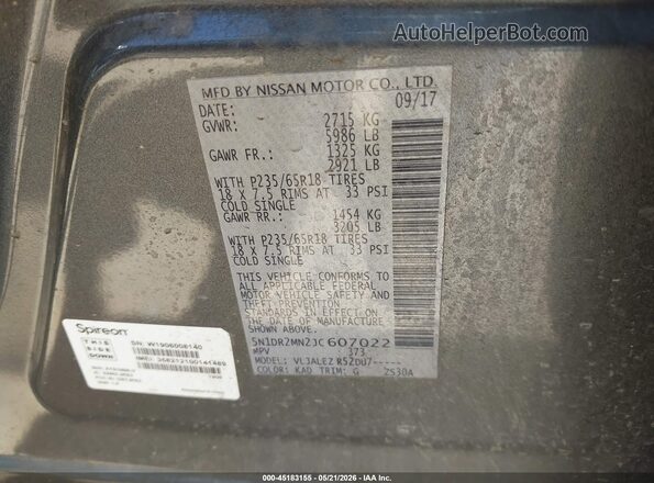 5N1DR2MN2JC607022 2018 NISSAN PATHFINDER Gray Vista del compartimento del motor