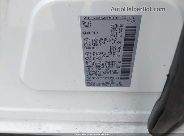 5N1DR3CA2SC297945 2025 NISSAN PATHFINDER Белый Вид подкапотного пространства