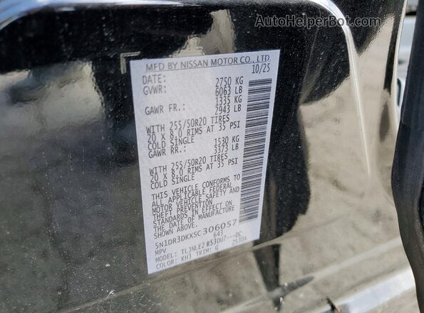 5N1DR3DKXSC306057 2025 NISSAN PATHFINDER Черный Вид наклейки с VIN-кодом