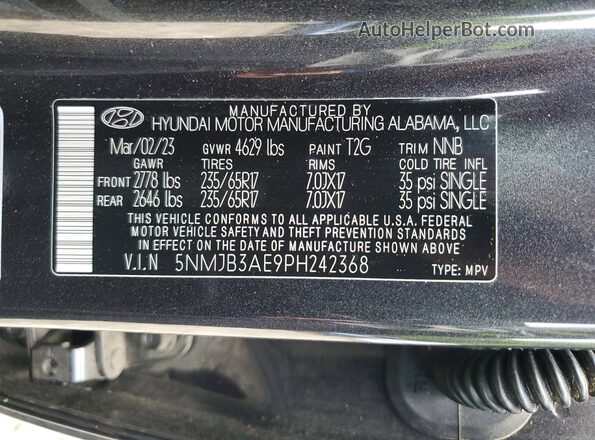 5NMJB3AE9PH242368 2023 HYUNDAI TUCSON Black Widok komory silnika