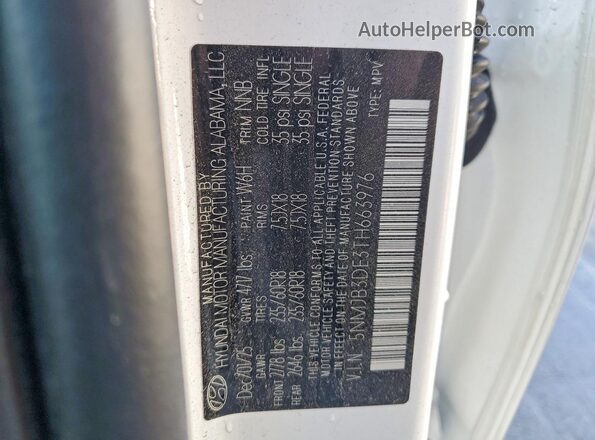 5NMJB3DE3TH663976 2026 HYUNDAI TUCSON Белый Вид наклейки с VIN-кодом