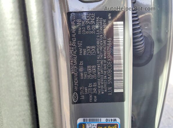 5NMJBCDEXSH605846 2025 HYUNDAI TUCSON Gray Vista de la etiqueta del VIN