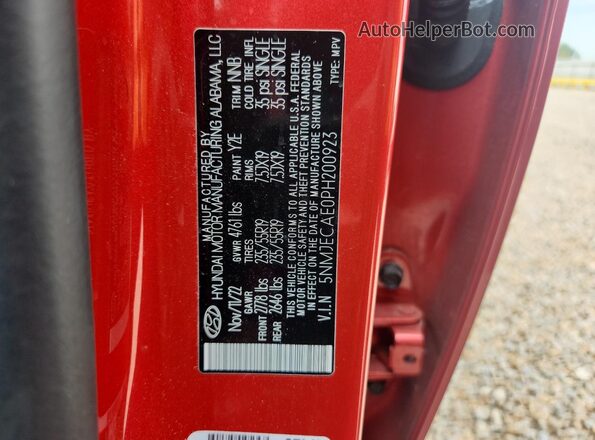 5NMJECAE0PH200923 2023 HYUNDAI TUCSON Красный Вид наклейки с VIN-кодом